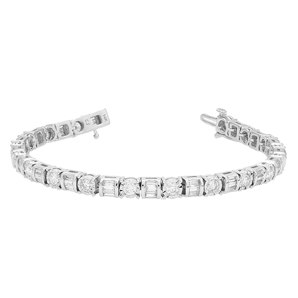 14K White Gold 5.28CTW Illusion Setting Diamond Tennis Bracelet