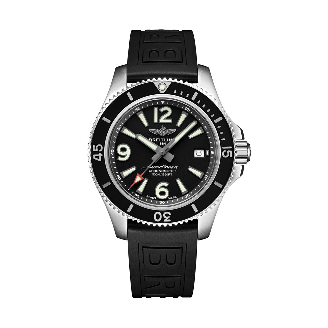 Steel black breitling superocean automatic watch