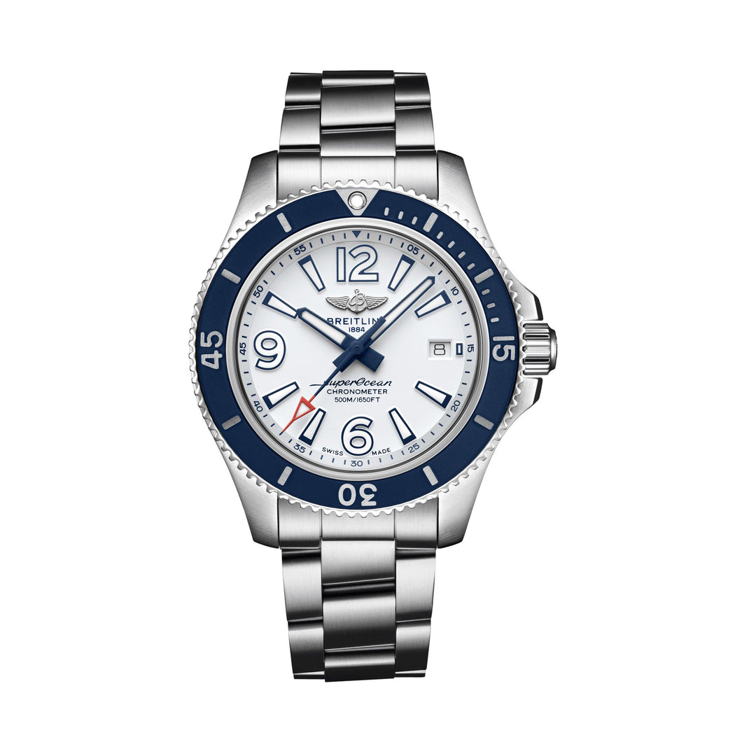 Breitling Superocean automatic 42 silver white and blue watch