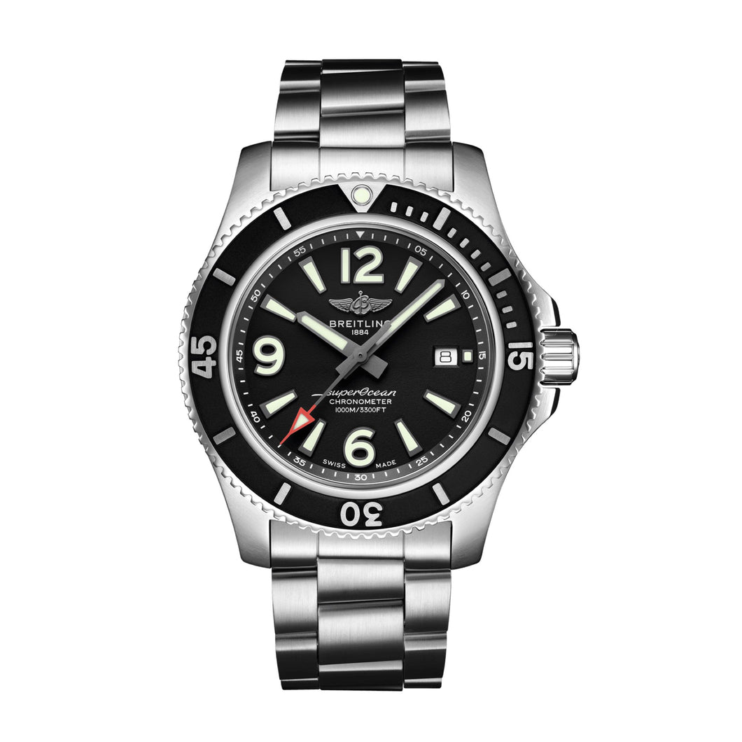 Breitling Superocean Automatic 44 watch. Silver and black