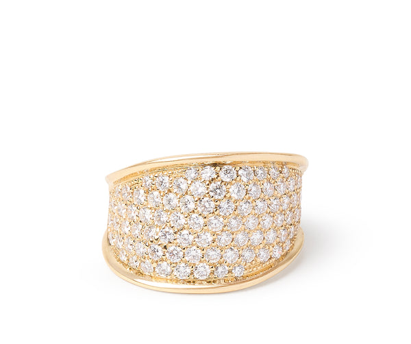 Lunaria Collection 18K Yellow Gold and Diamond Pave Small Ring