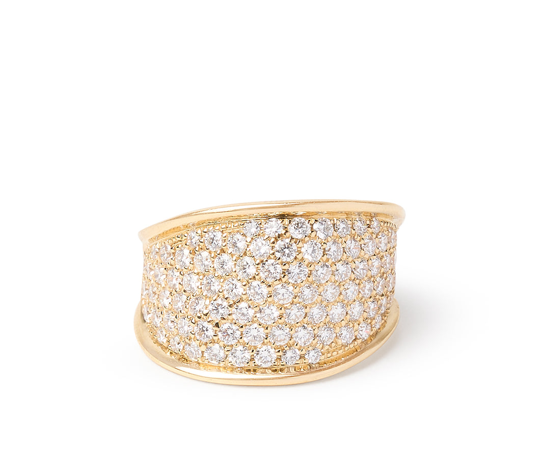 Lunaria Collection 18K Yellow Gold and Diamond PavÃ© Small Ring