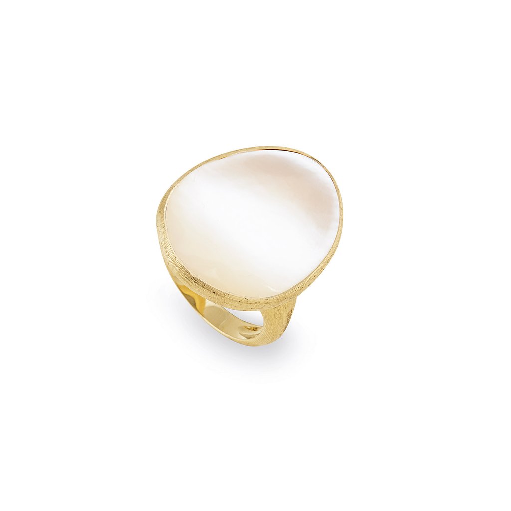 18K Yellow Gold  & White Mother of Pearl Large Cocktail Ring