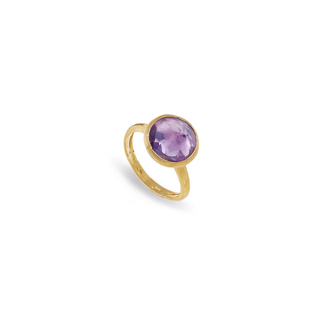 18K Yellow Gold  Amethyst Medium Stackable Ring