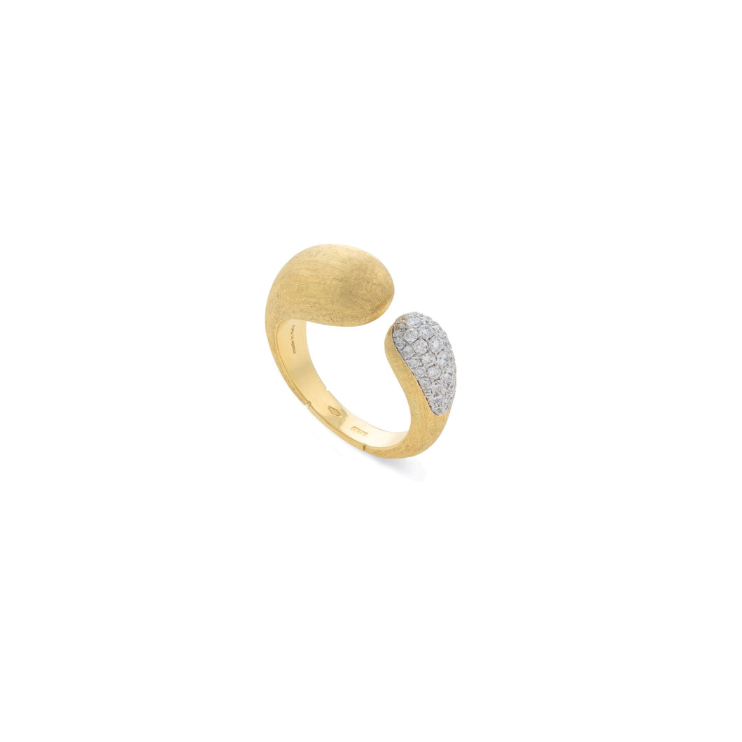 18K Yellow Gold and Diamond Kissing Ring