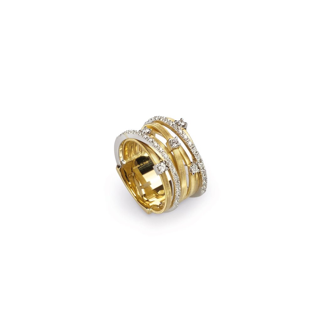 18K Yellow Gold  Seven Strand Diamond & Pave Ring