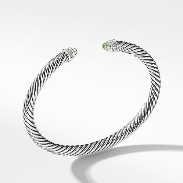 Cable Classics Bracelet in Sterling Silver with Prasiolite and Pave© Diamonds