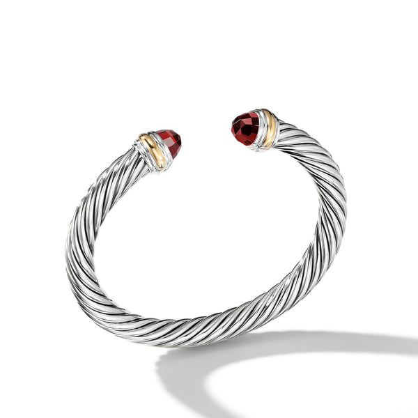 Cable Classics Bracelet in Sterling Silver with Garnet and 14K Yellow Gold
