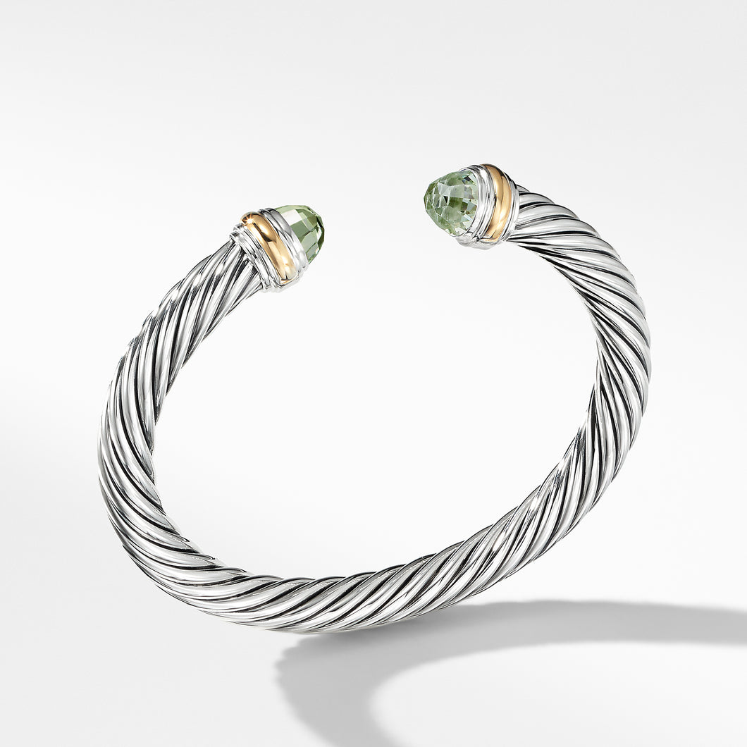 Cable Classics Bracelet in Sterling Silver with Prasiolite and 14K Yellow Gold