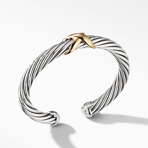 X Station Bracelet in Sterling Silver with 14K Yellow Gold