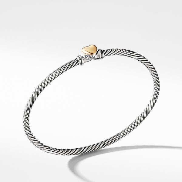 Cable Collectibles Heart Bracelet in Sterling Silver with 18K Yellow Gold