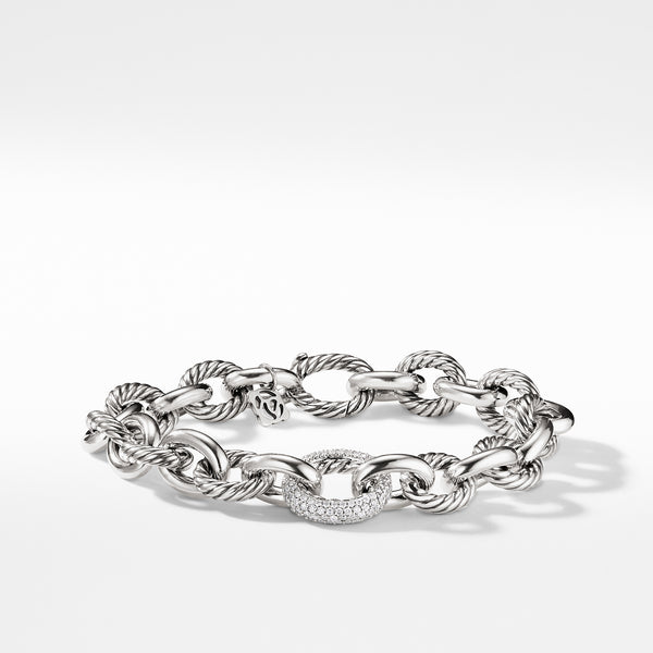 Oval Large Link Bracelet with Diamonds