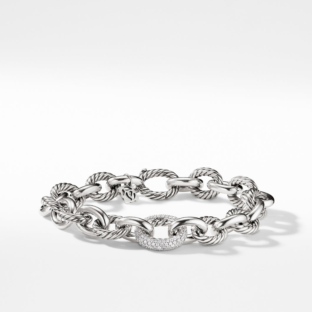 Oval Large Link Bracelet with Diamonds