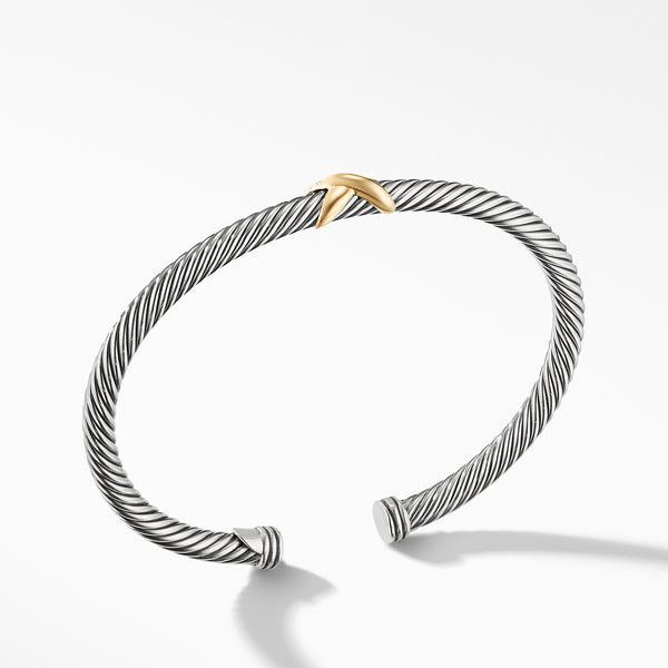 X Station Bracelet in Sterling Silver with 18K Yellow Gold