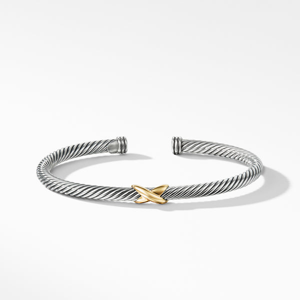 X Station Bracelet in Sterling Silver with 18K Yellow Gold