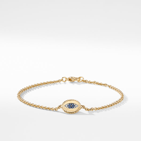 Cable Collectibles Evil Eye Bracelet in 18K Yellow Gold with Pave© Sapphires and Diamonds