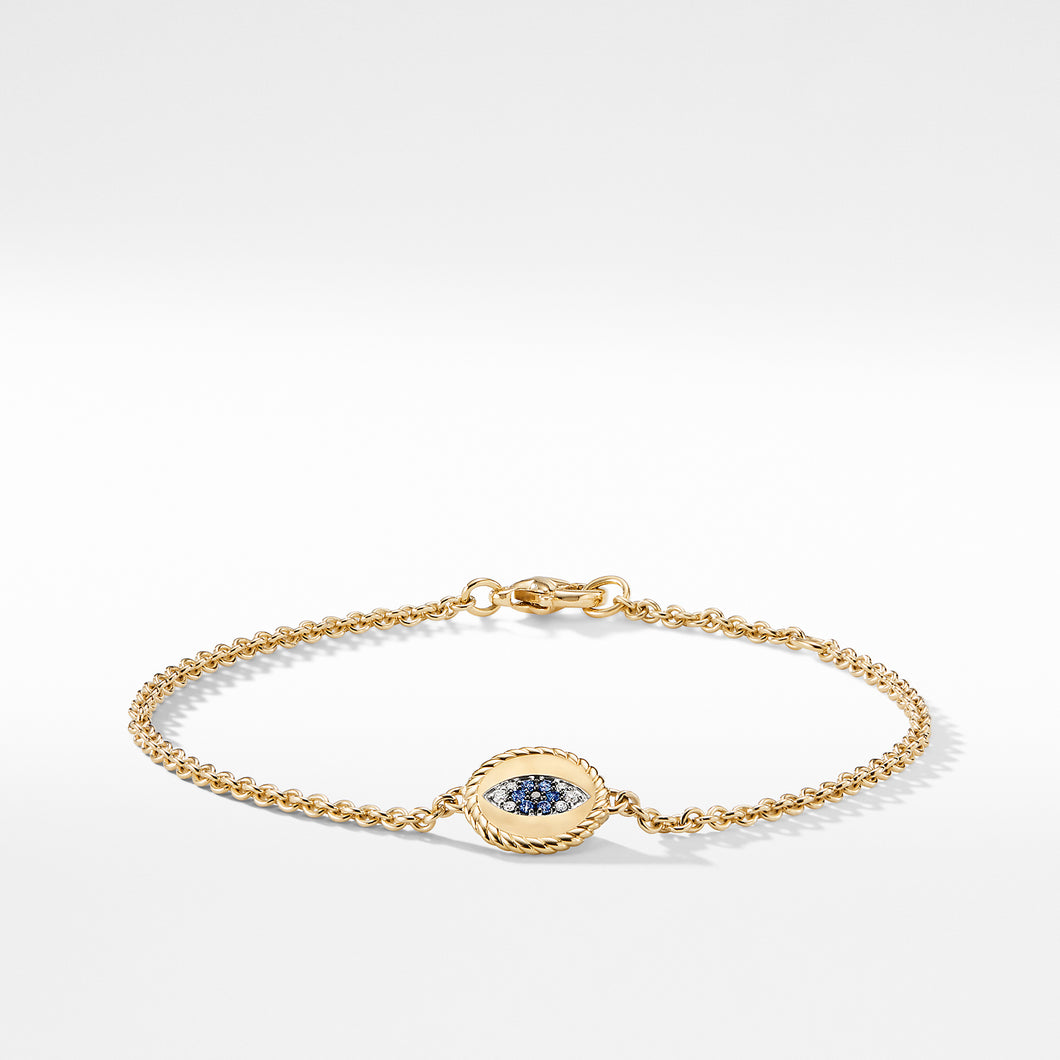 Cable Collectibles® Evil Eye Bracelet in 18K Yellow Gold with Pavé Sapphires and Diamonds