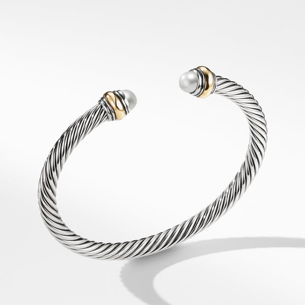 Cable Classics Bracelet in Sterling Silver with Pearls and 14K Yellow Gold