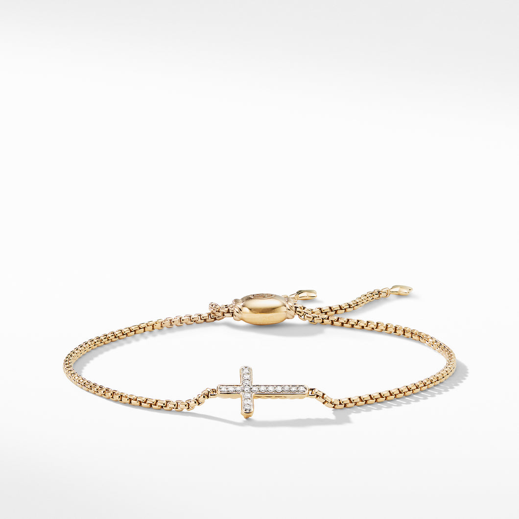 Pave Cross Bracelet with Diamonds in 18K Gold