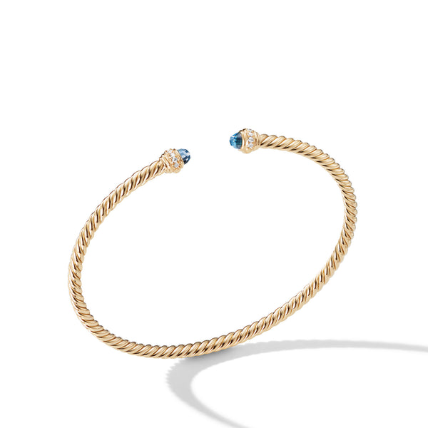 Cable SpiraÃƒâ€š® Bracelet in 18K Gold with Hampton Blue Topaz and Diamonds