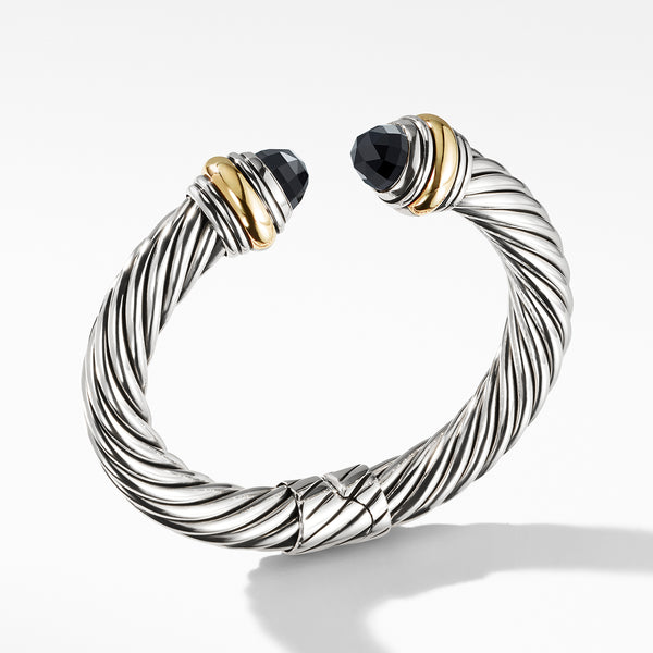 Cable Classics Bracelet with Black Onyx and 14K Gold, 1mm