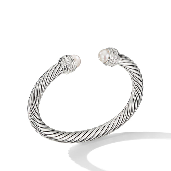 Cable Bracelet with Pearls and Diamonds