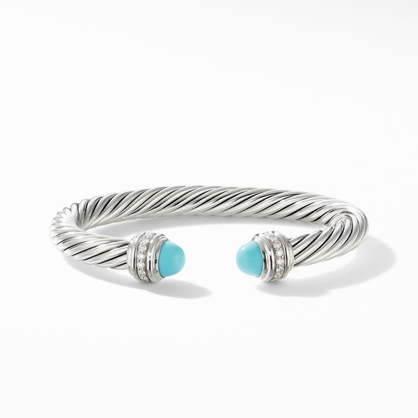 Cable Bracelet with Turquoise and Pave© Diamonds