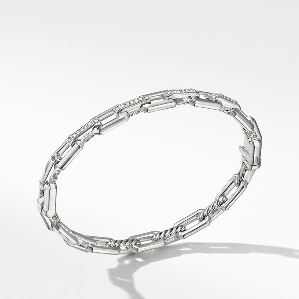 Stax Link Bracelet in Sterling Silver with Pave© Diamonds