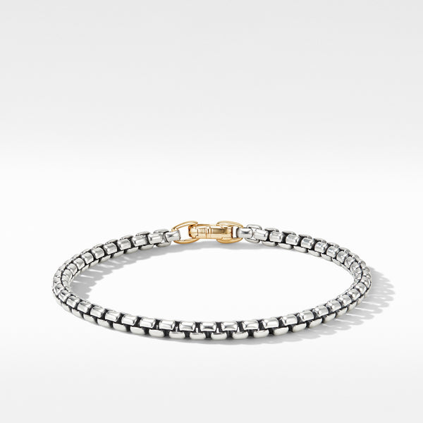 Box Chain Bracelet in Sterling Silver with 14K Yellow Gold