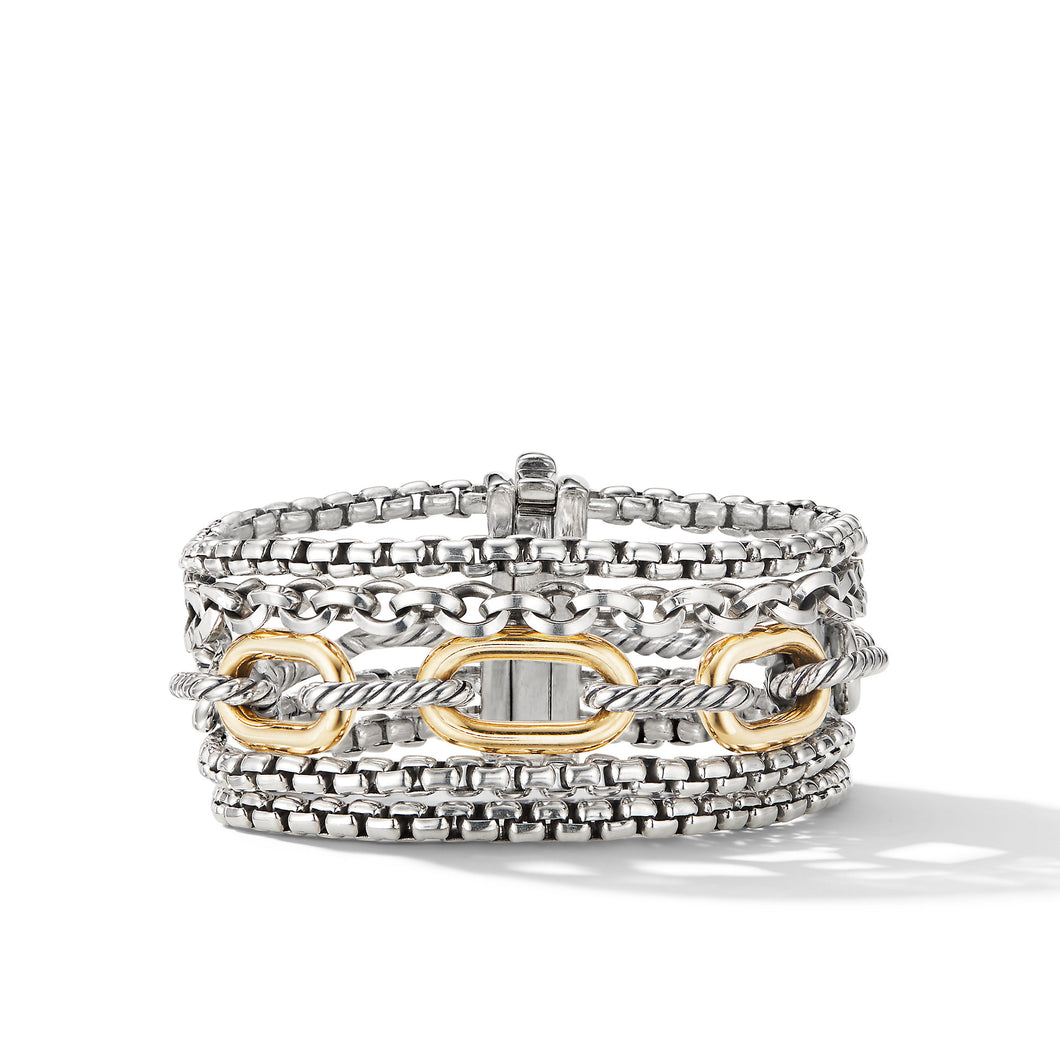 Multi-Row Chain Bracelet with 18K Yellow Gold