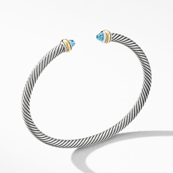 Cable Classics Bracelet in Sterling Silver with Blue Topaz and 18K Yellow Gold