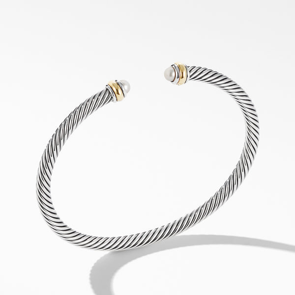 Cable Classics Bracelet in Sterling Silver with Pearls and 18K Yellow Gold