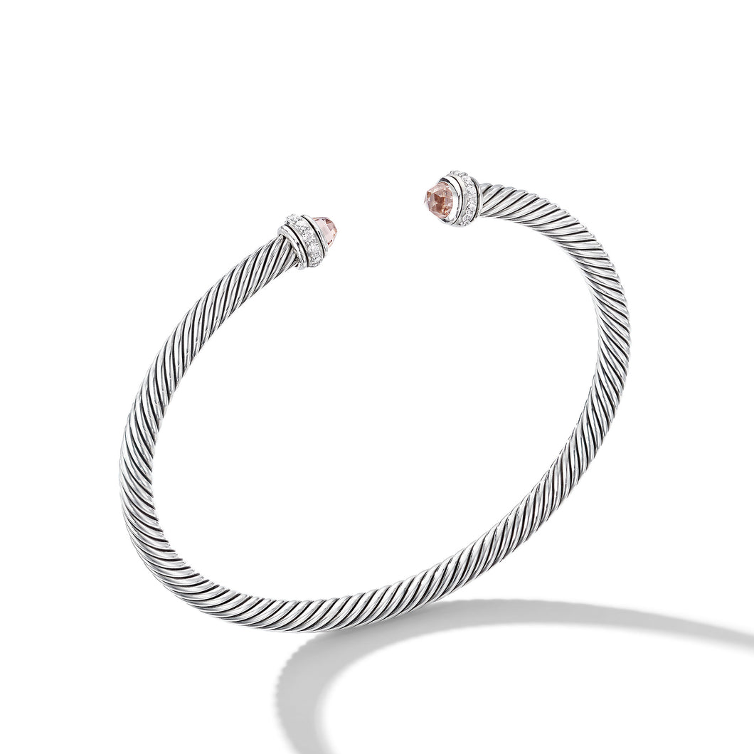 Cable Classics Bracelet in Sterling Silver with Morganite and Pavé© Diamonds