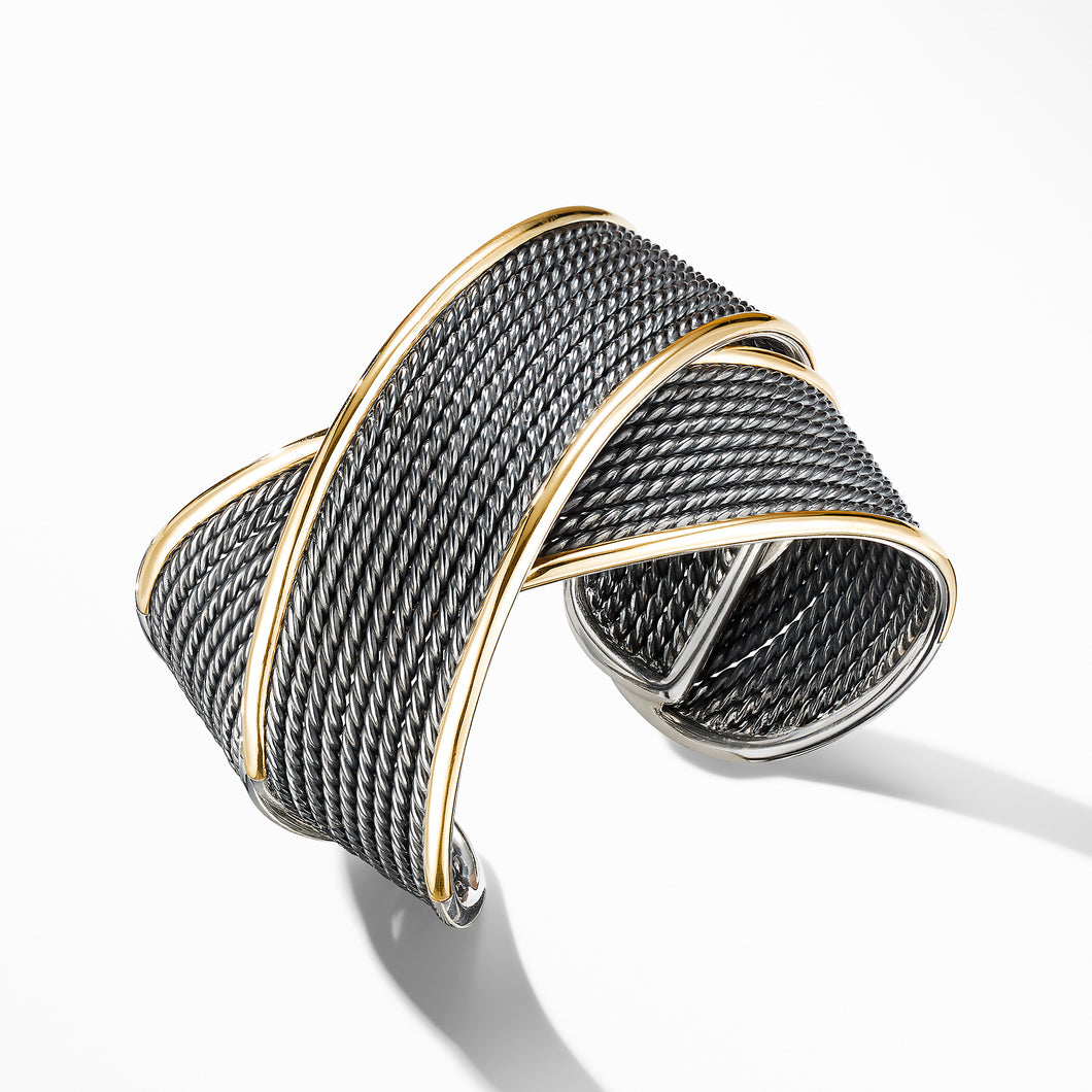 DY Origami Large Cuff Bracelet in Blackened Silver