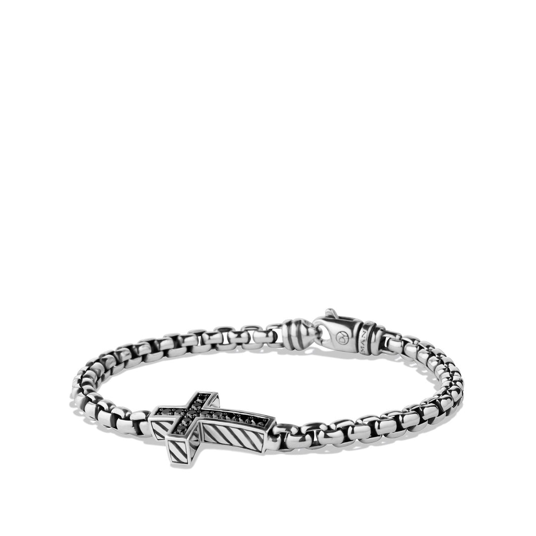 Pave Cross Bracelet with Black Diamonds