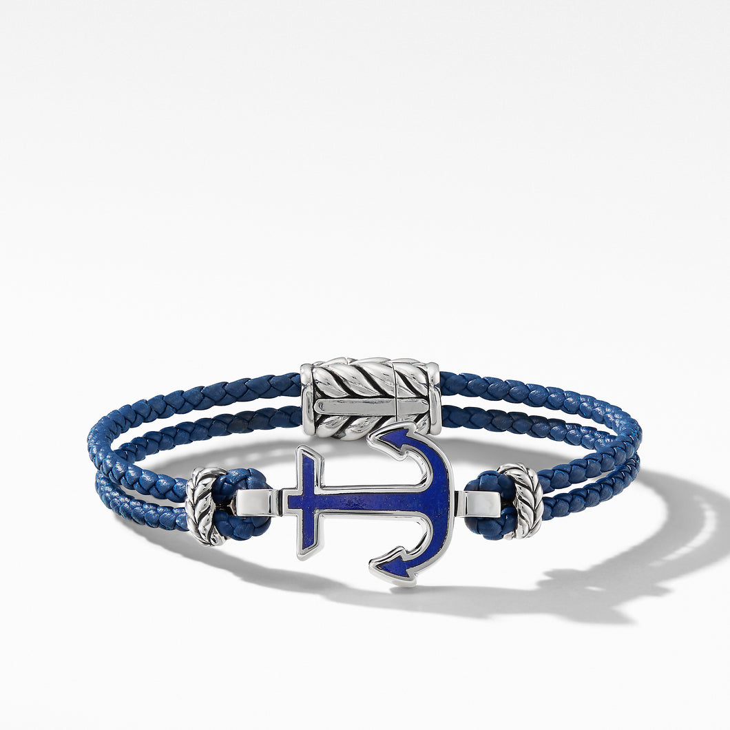 Maritime® Anchor Station Blue Leather Bracelet with Lapis