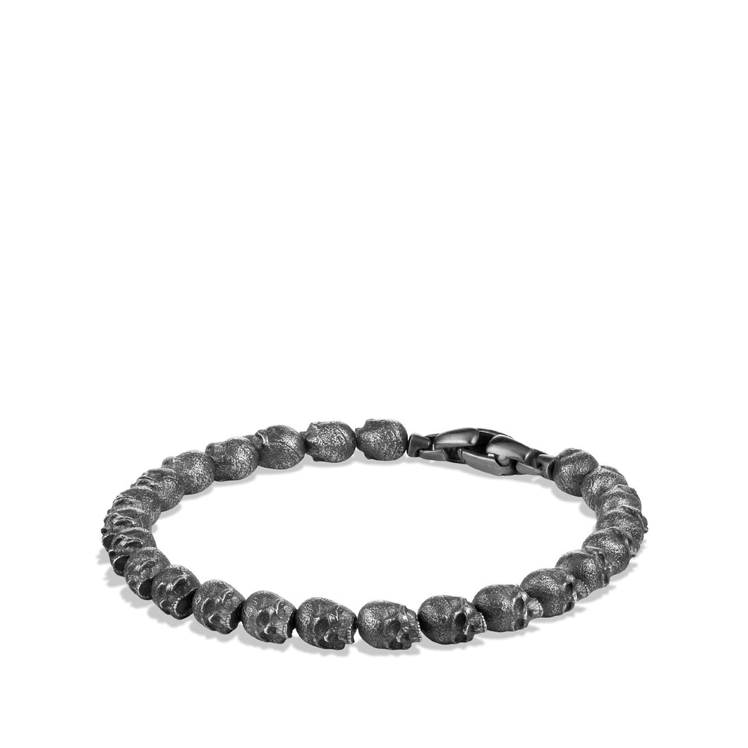 Memento Mori Skull Bead Bracelet in Sterling Silver