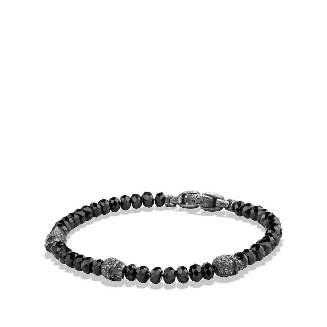 Skull Station Bracelet in Black Spinel