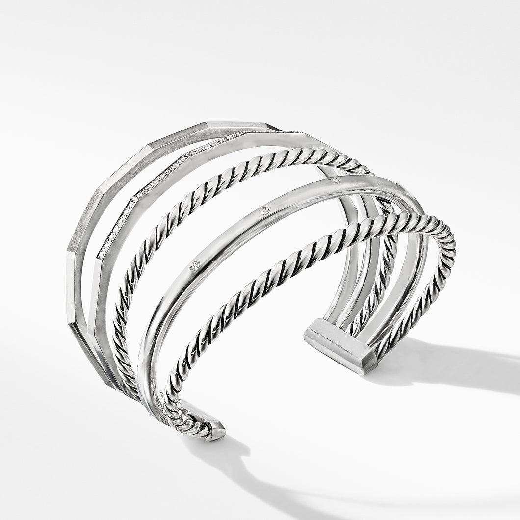 Stax Narrow Cuff Bracelet with Diamonds, 16mm