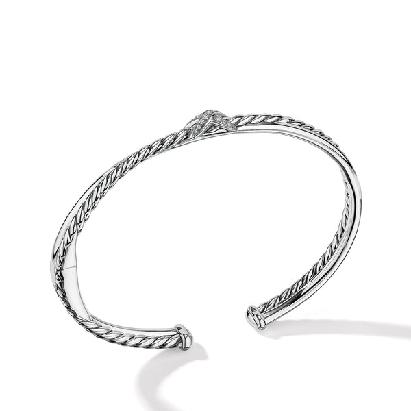 Petite X Center Station Bracelet in Sterling Silver with Pave© Diamonds