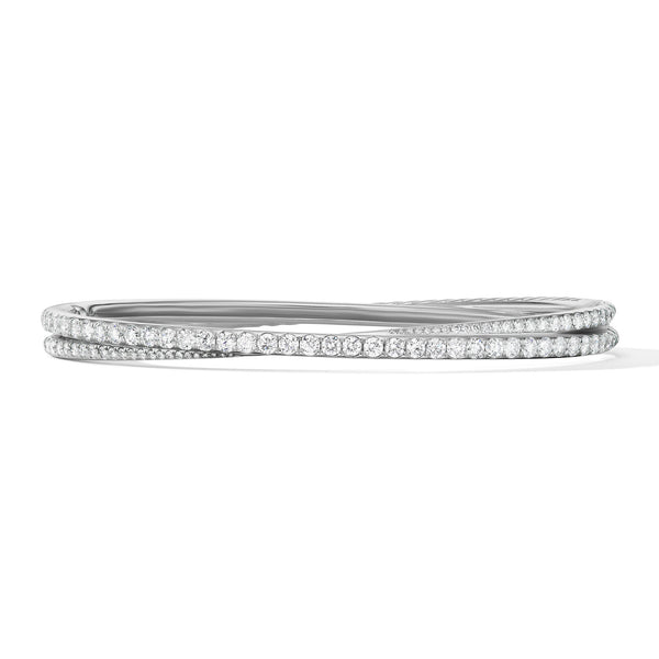 Pave© Crossover Two Row Bracelet in 18K White Gold with Diamonds
