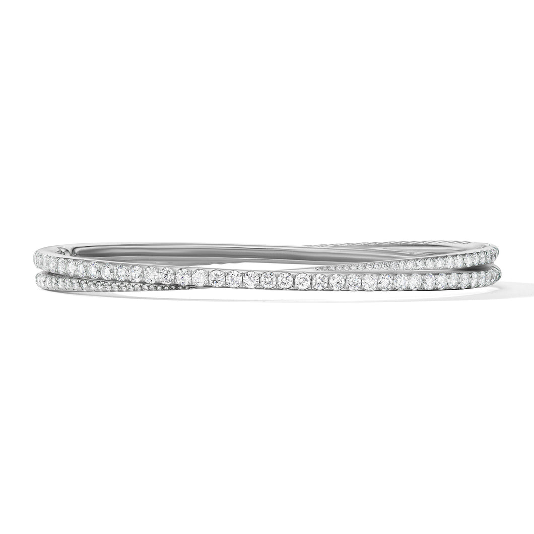Pavé Crossover Two Row Bracelet in 18K White Gold with Diamonds