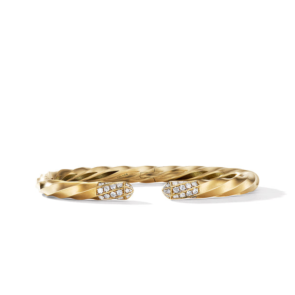 Cable Edge Bracelet in Recycled 18K Yellow Gold with Pave© Diamonds
