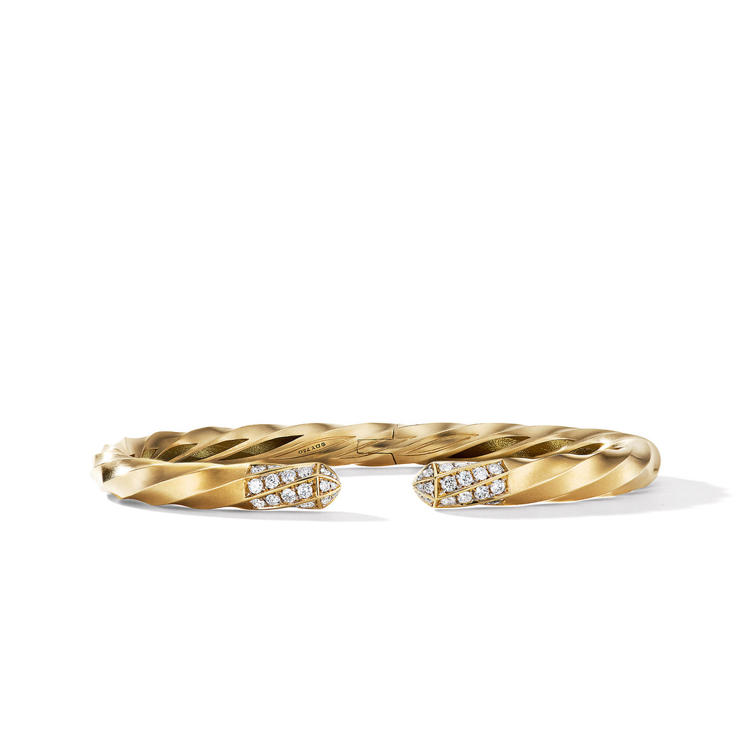 Cable Edge Bracelet in Recycled 18K Yellow Gold with Pavé Diamonds