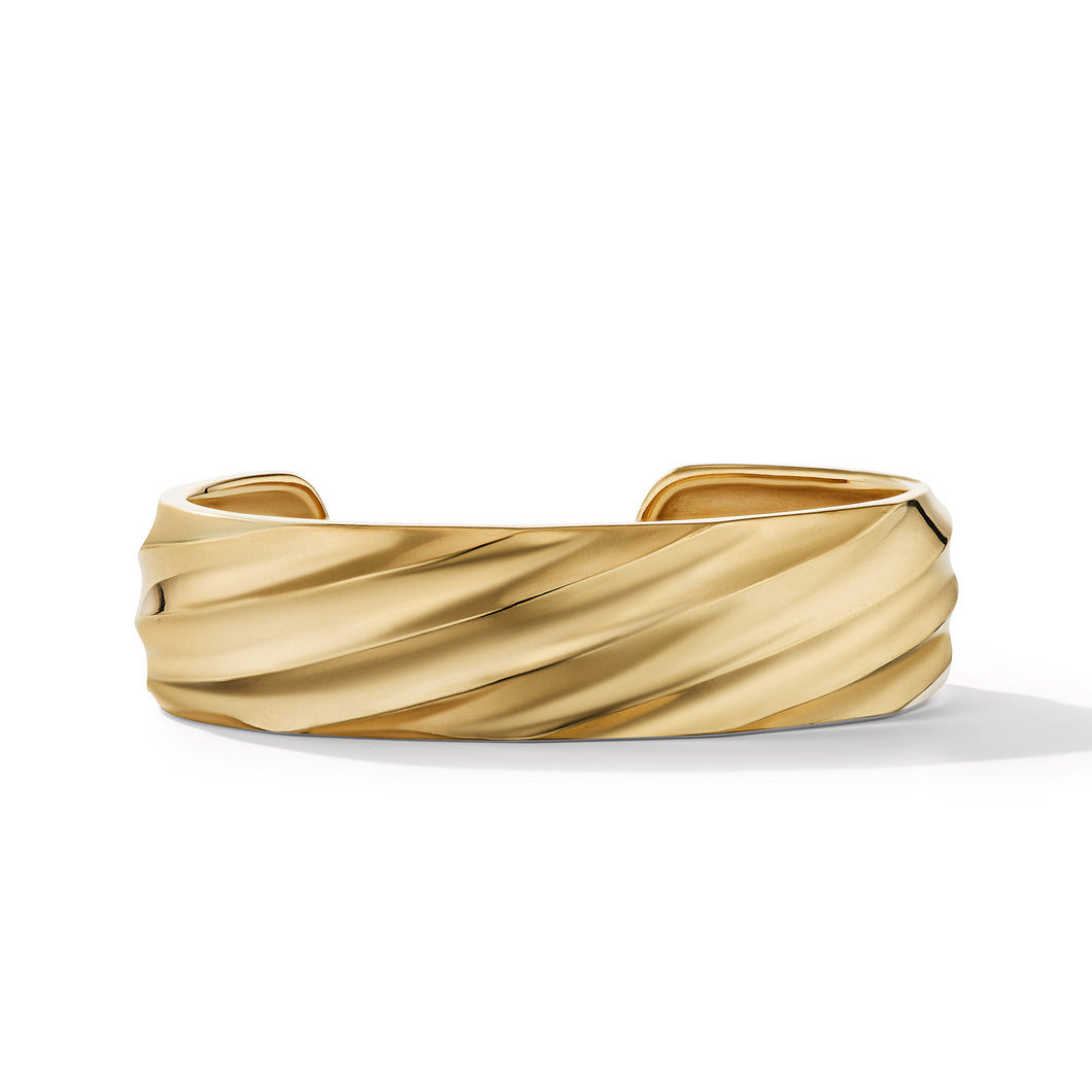 Cable Edge Cuff Bracelet in Recycled 18K Yellow Gold