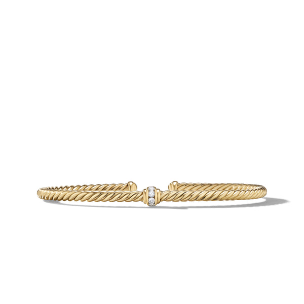 Cable Classics Center Station Bracelet in 18K Yellow Gold with Pave© Diamonds