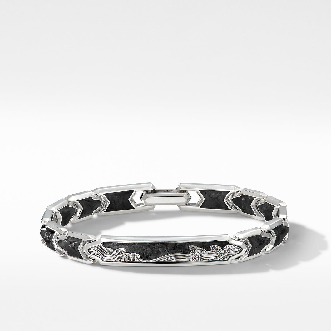 Waves ID Link Bracelet with Forged Carbon