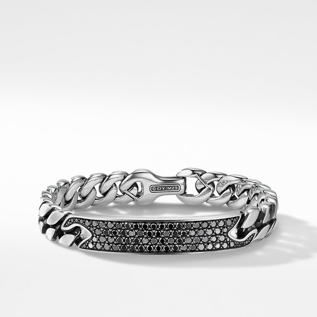Curb Chain ID Bracelet with Pavé Black Diamonds