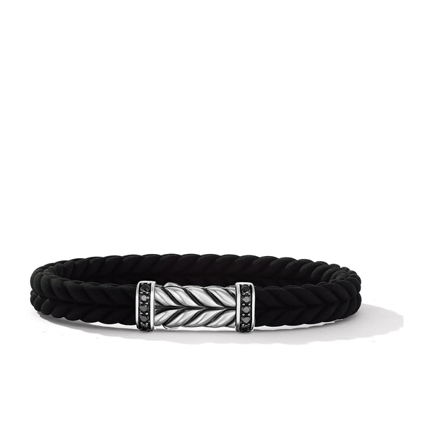 Chevron Black Rubber Bracelet with Pave© Black Diamonds