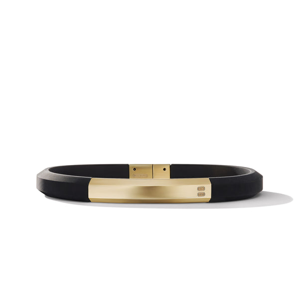 Streamline ID Black Rubber Bracelet with 18K Yellow Gold